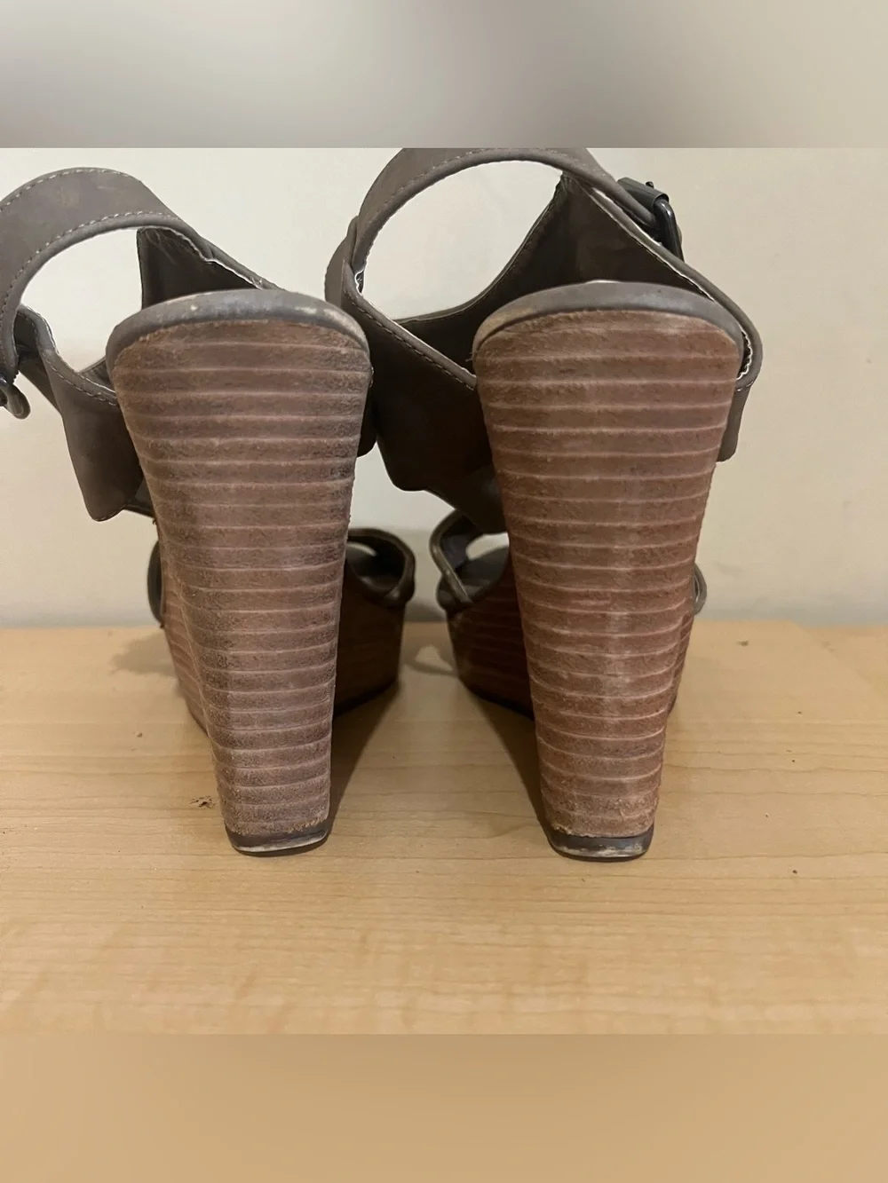 American Rag Taupe Suede Wedge Sandals